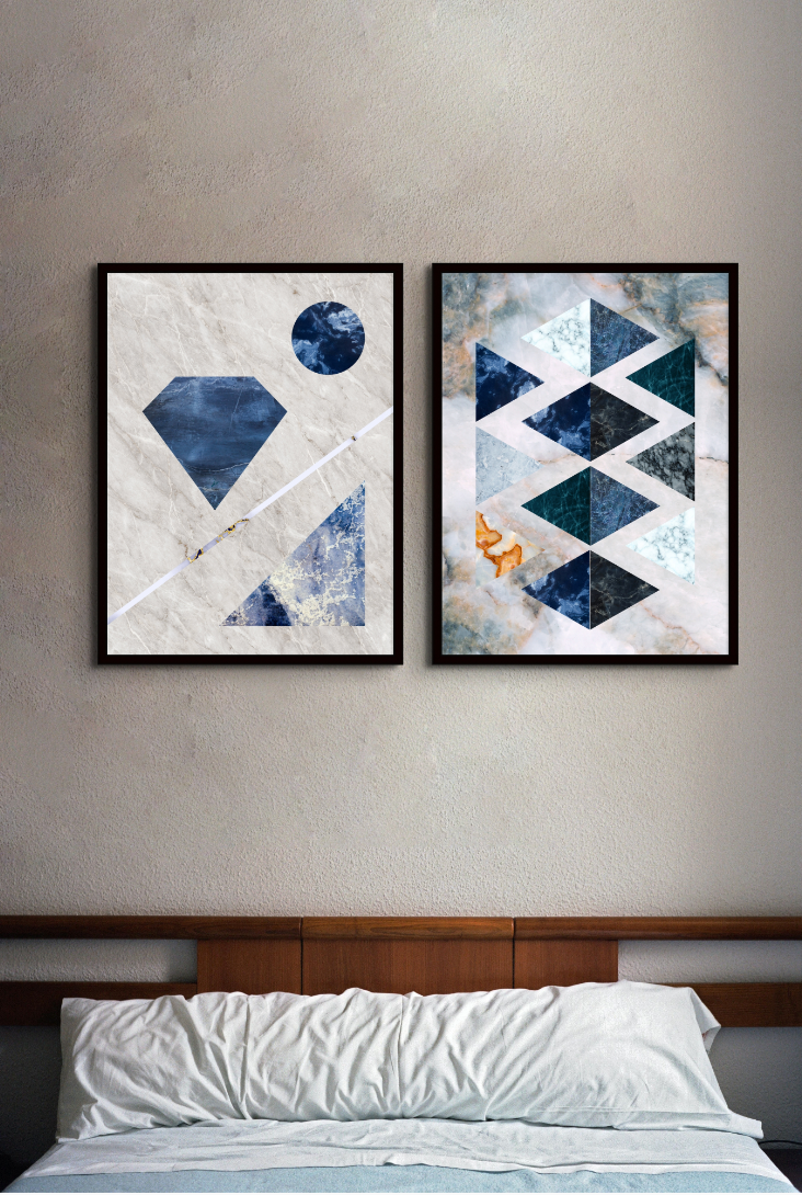 Blue Mineral Triad Print