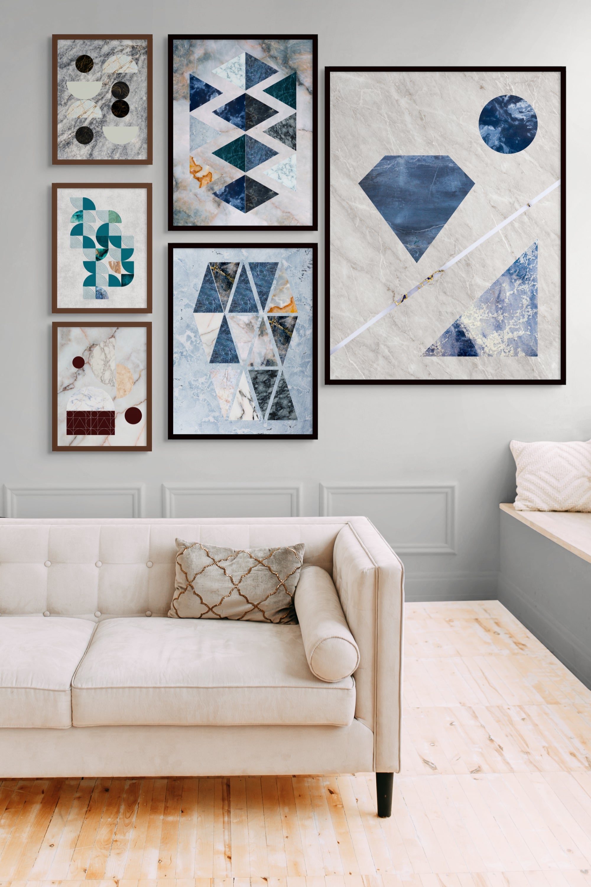 Blue Mineral Triad Canvas